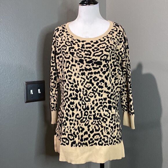 Banana Republic Leopard 3/4 Sleeve Sweater Tunic Top - Picture 4 of 8